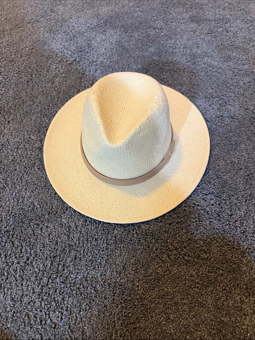 Evereve Cream Straw Fedora with Tan Band